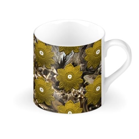Gold Floral & Crystal Large Bone China Mug