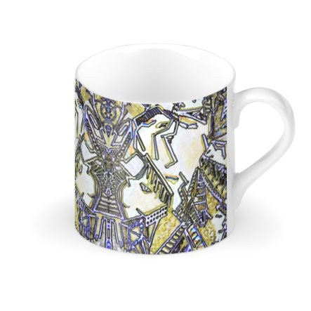 Yellow & Blue Abstract Lady Large Bone China Mug