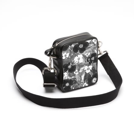 Small Abstract Black & White Floral Messenger/Shoulder Bag