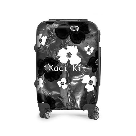 Abstract Black & White Floral Suitcase